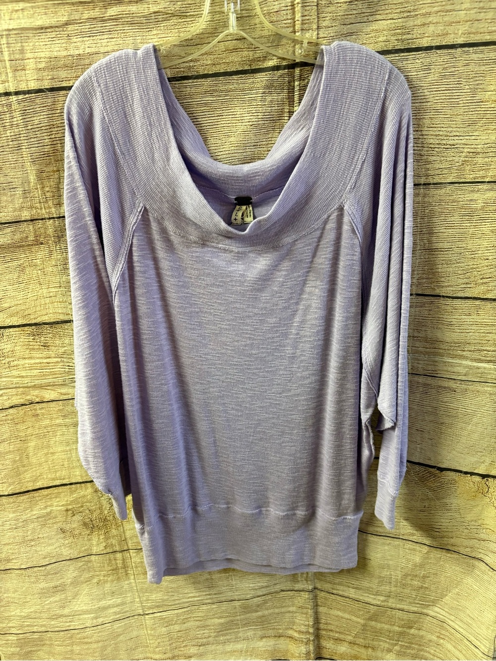 😍 free people Light Lavender Women's Scoop Neck Top - 3/4 Sleeve